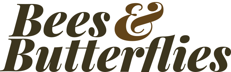 Script font that says Bees and Butterflies