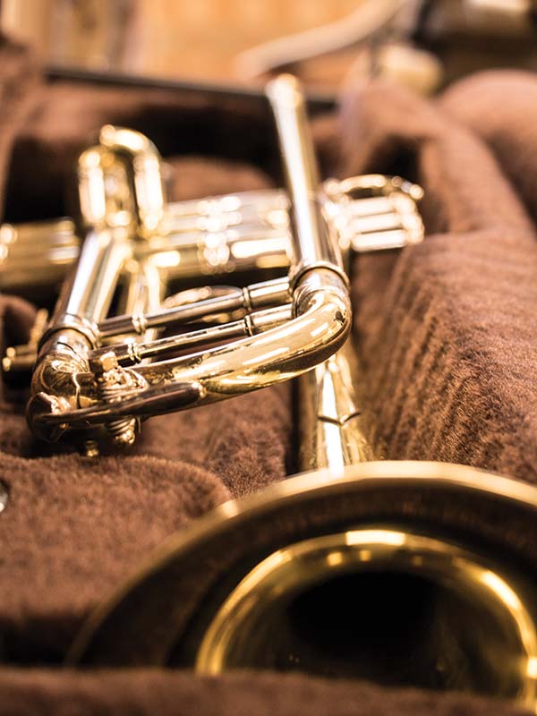 A photo of Bensons trumpet in its case