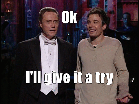 Christopher Walken and Jimmy Fallon on the Saturday Night Live set