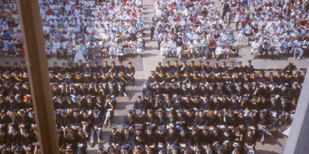 Outdoor graduation ceremony
