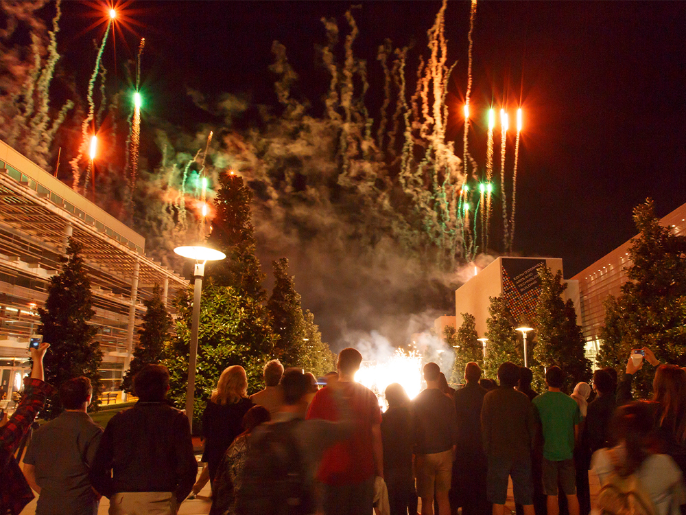 Photo of fireworks on campus