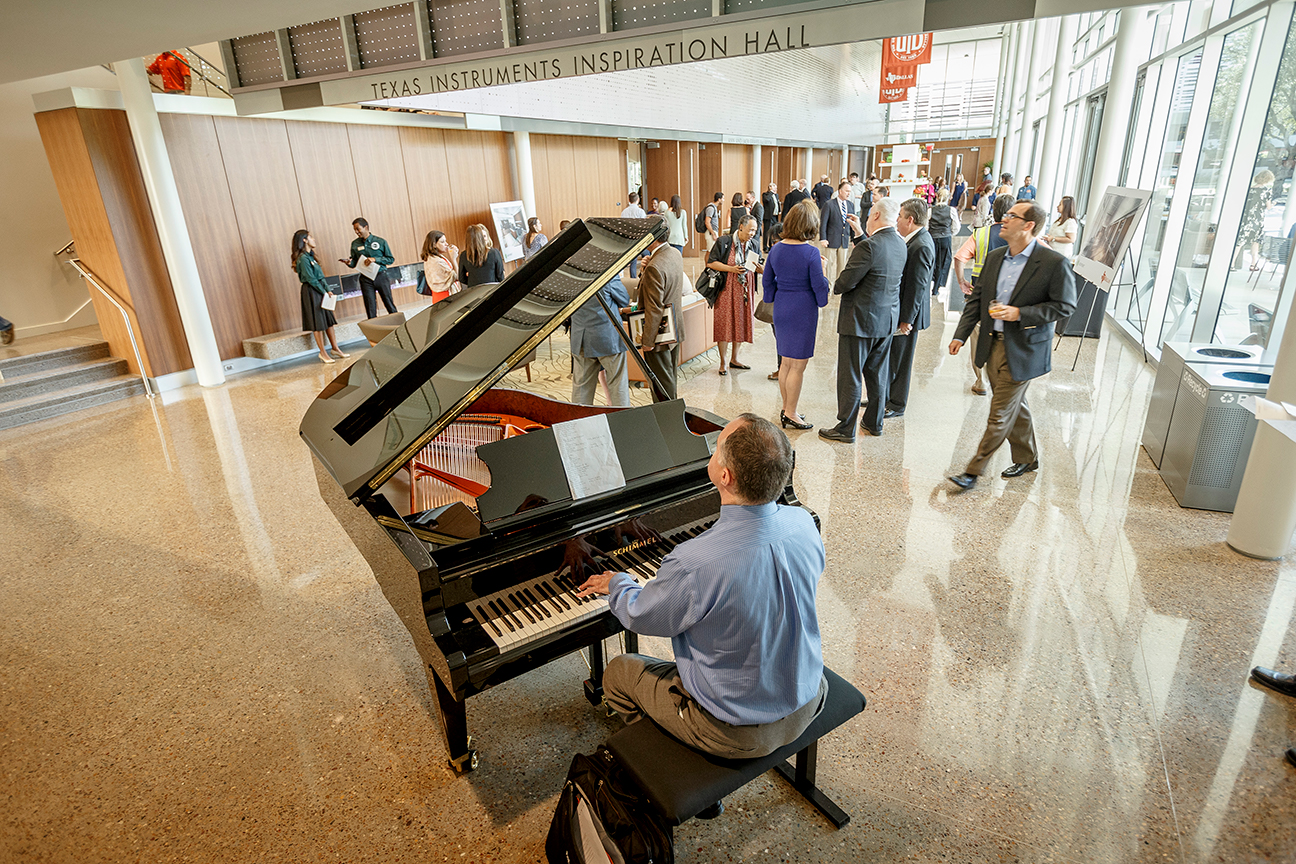 Guests enjoyed a reception in the center’s Texas Instruments Inspiration Hall following the ribbon-cutting ceremony.