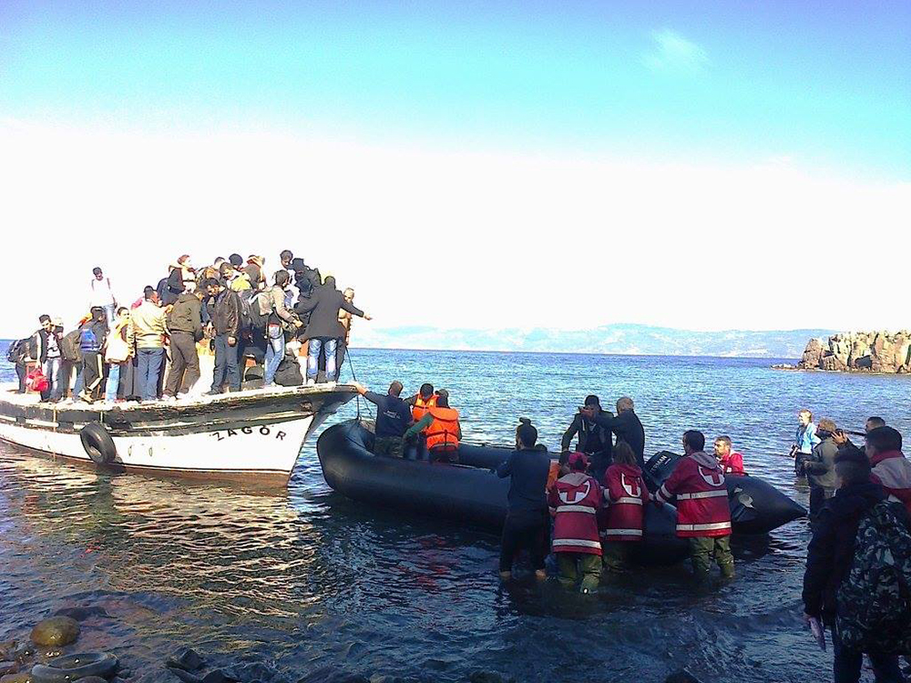 Refugees arrive on the Greek Island of Lesvos