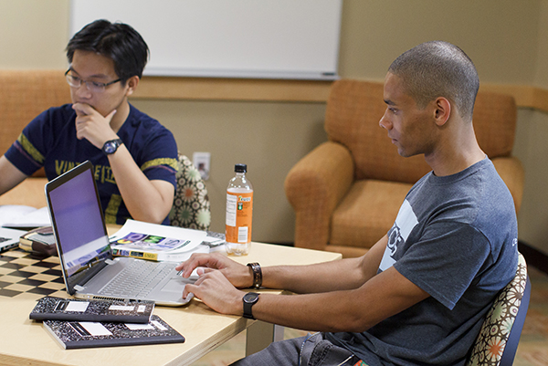 students studying in Res Hall West