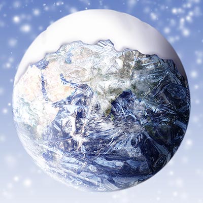 illustration of Earth is snow on top of it