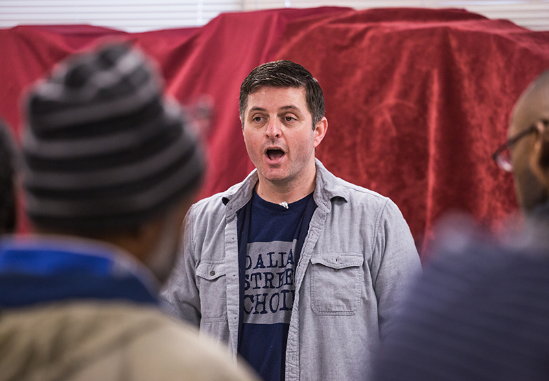 Palant singing with the Dallas Street Choir in rehearsal