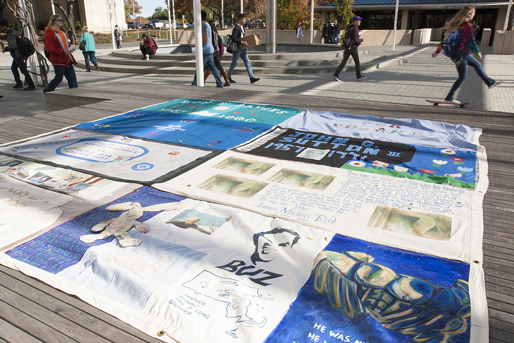 AIDS Memorial Quilt section on display at the Plinth
