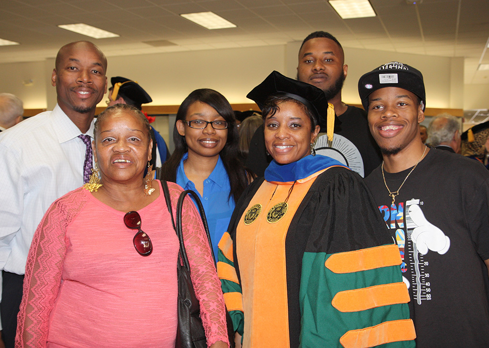 PhD graduate Dawn Brinkley and her family.