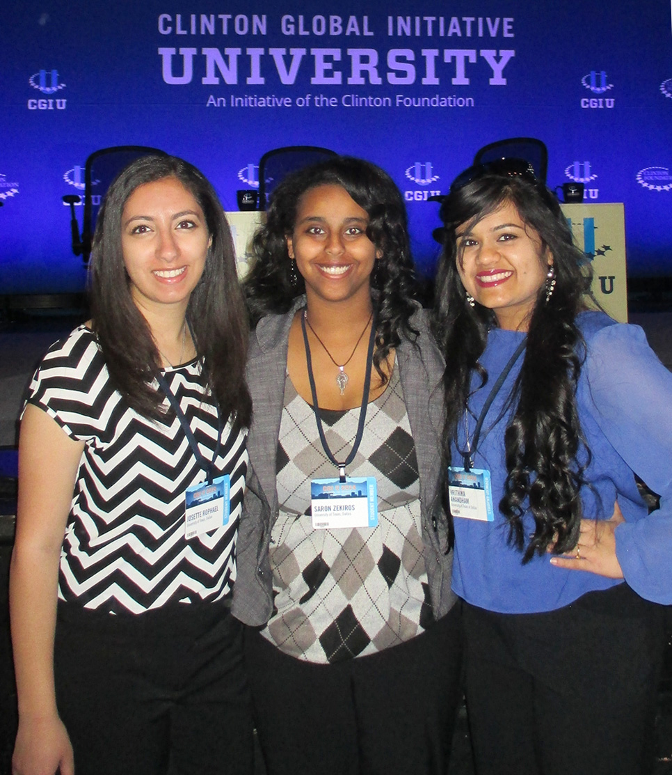 Josette Rophael, Saron Zekiros and Vrithika Anandham attended the Clinton Global Initiative University conference in Arizona.