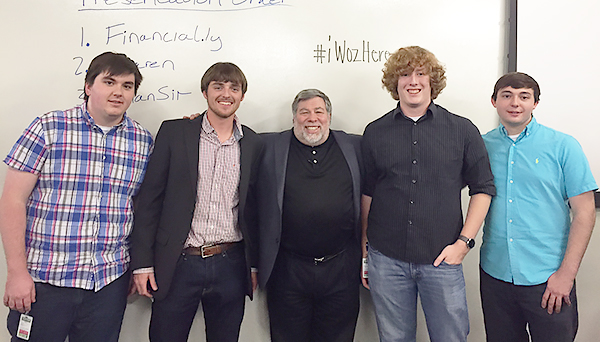 From left, Nelson Leduc, Justin Ehlert, Steve Wozniak, Alex Gwyn and Colin Campbell