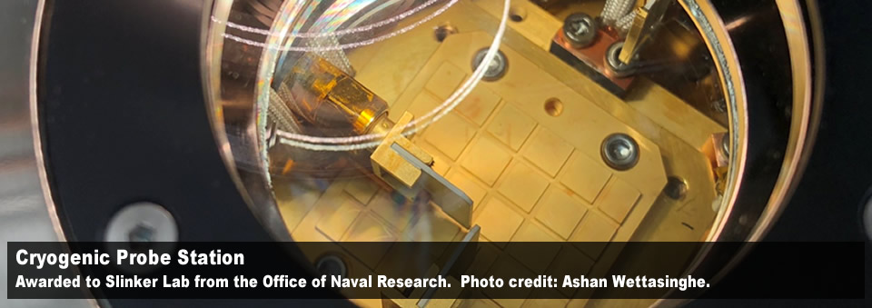 Cryogenic probe station recently awarded to the Slinker Lab from the Office of Naval Research. Photo credit: Ashan Wettasinghe.