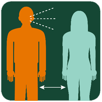 Illustration of a person close to a person who is coughing.