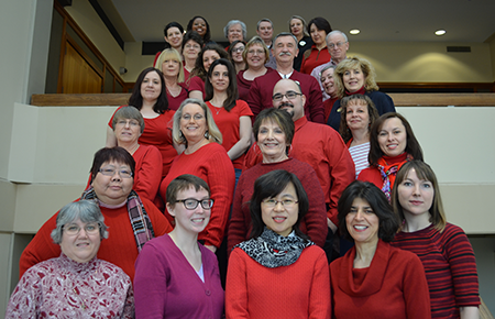 Eugene McDermott Library Wears Red